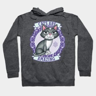 Cute Kitty Cat on purple wreath Cats are Amazing Hoodie